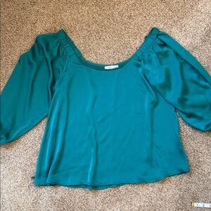 She + Sky Teal Blouse with Puff Sleeves size large